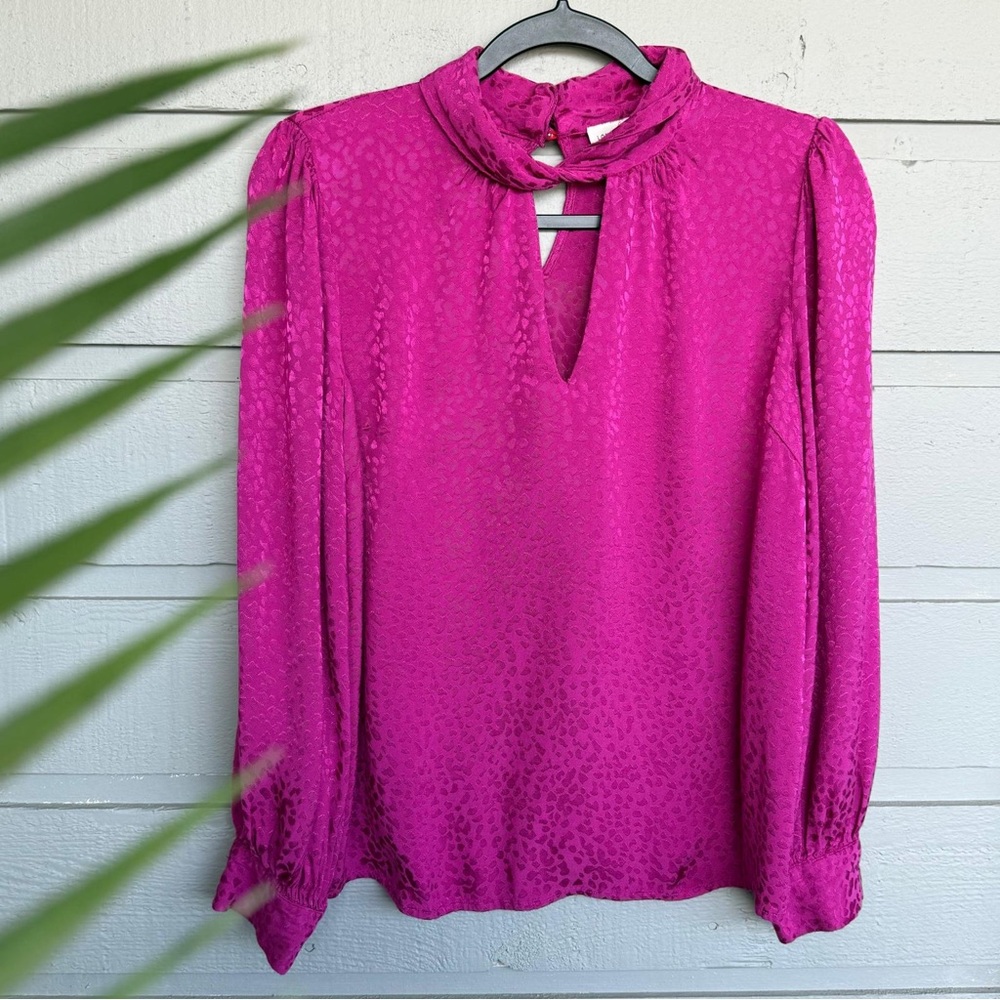 Love & Roses Satin Jacquard Blouse – Fuchsia – Size US 8 / UK 12 / EU 40